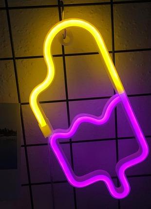 Настенный неоновый светильник ночник мороженое eskimo