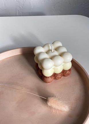 Соевая свеча куб ручной работы 6х6см без аромату