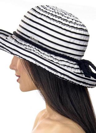 Летняя женская шляпа средние поля цвет белый + черный