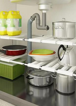 Регулируемая кухонная полка для хранения, 38-70 см, металлический шкаф, полка для хранения, нескользящая полка для специй под