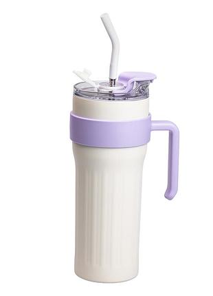 Термочашка big mact 1,2 л с металлической трубочкой и клапаном, стальная колба sus 304, сохранение тепла