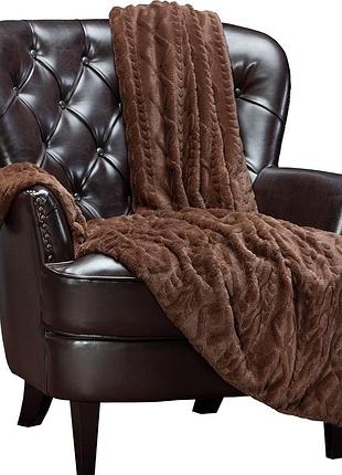 Плед двухспальный пушистый koloco "ромбик" 180 х 200 см (37604) темно-коричневый