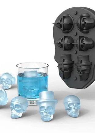 Форма для льда в виде черепа силиконовая на 6 штук