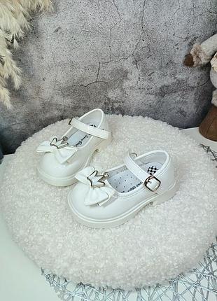 Детские туфли для девочки белые праздничные 3