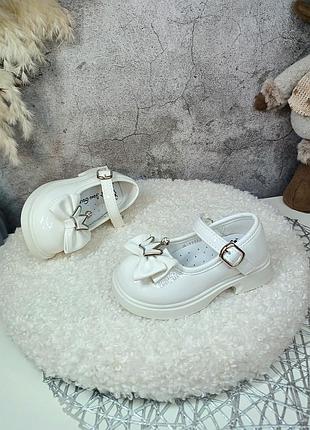 Детские туфли для девочки белые праздничные 4