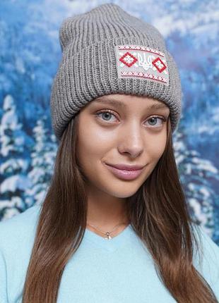 Шапка-колпак «вышиванка» (6032) темный кофе