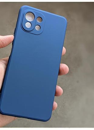 Силиконовый чехол микрофибра для xiaomi mi 11 lite синий