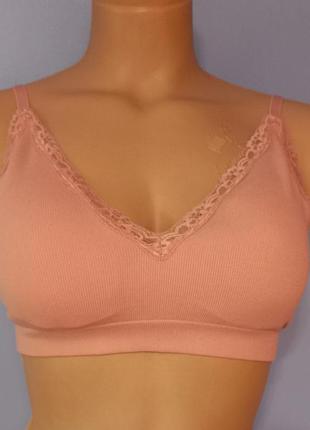 Бесшовный топ в рубчик розовый