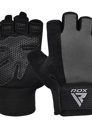 Перчатки для фитнеса rdx w1 half plus, мужские, xl (охват 24-25 см), хлопок/нейлон, серые - комфорт и защита