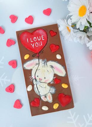 Шоколадный сувенир к дню влюбленных 14 февраля шоколадное сердце шоколадная открытка шоколадка ручная роспись