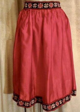 Юбка украинская вышиванка, атлас, полусолнце размер s, m