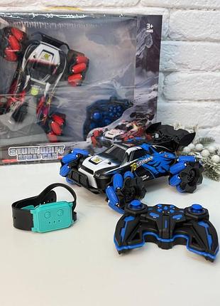 Машинка на радиоуправлении, детская машинка с сенсорным браслетом, машинка с паром, машинка на пульте червоний