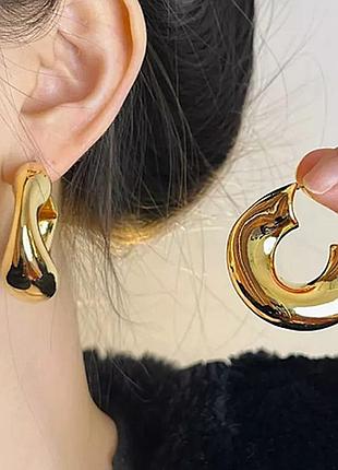 Сережки женские "дутые" золотого цвета