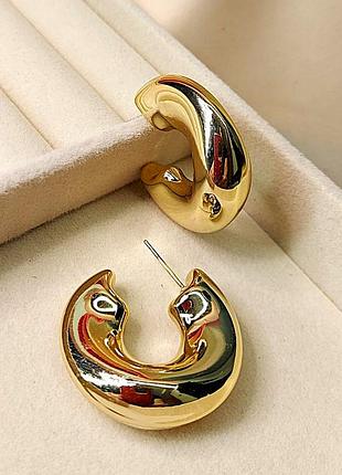 Сережки женские "дутые" золотого цвета