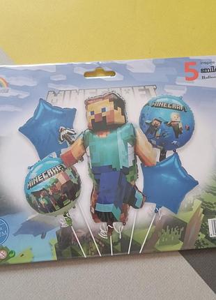 Набор воздушных шаров майнкрафт синій (5 предметов)