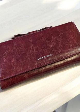 Великий жіночий гаманець на магніті з зовнішним відділом для монет коричневий saralyn 5825 19х9.5 см