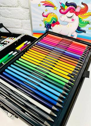 Большой премиум набор для рисования 145 предметов блакитний