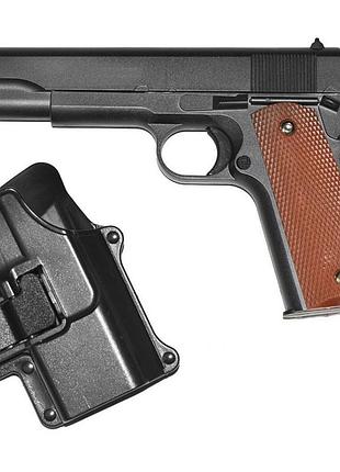 Пистолет металлический игрушка на пульках с кобурой galaxy g.13+ colt 1911