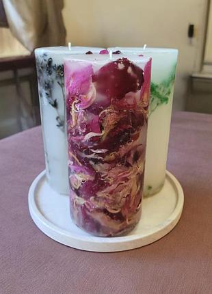 «цветочный уют: набор свечей с пионом, лавандой и гипсофилой», с ароматом бергамот