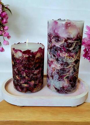 "трояндовий півонія" - набір свічок на підставці, з ароматом апельсин