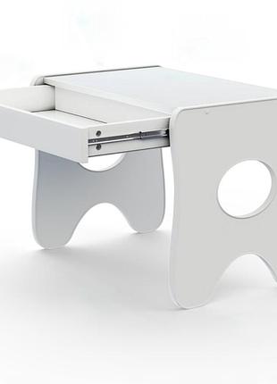 Зручний столик у дитячу кімнату 70×45×51, дитячий ігральний стіл із ящиком, білий