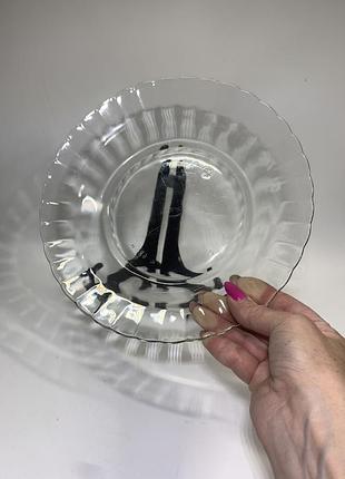 Стеклянная суповая тарелка ø 23 см — прозрачная н1517 простая и универсальная суповая тарелка из прочного сте