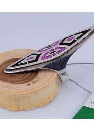 Кольцо серебряное с эмалью 925 пробы.