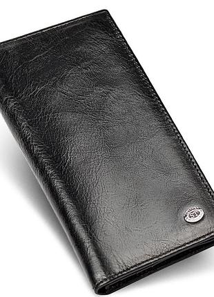 Черный мужской купюрник на магнитах из натуральной кожи st leather st152