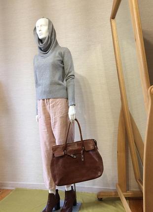 Женские коричневая кожаная большая сумка