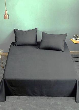 Простынь 200х235см +наволочки 50х70 2шт поплин люкс антрацит moonlight