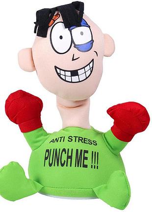 Игрушка антистресс "ударь меня" кукла для битья на присосках со звуковыми эффектами
