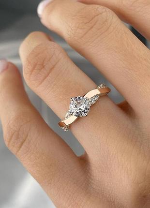 Кольцо серебряное с золотом и фианитами