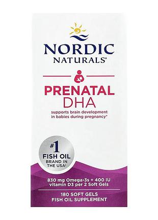 Prenatal dha, nordic naturals, пренатальная дгк, без добавок, 180 капсул