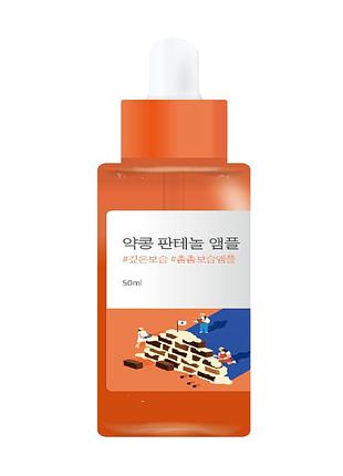 Концентрована сироватка з екстрактом соєвих бобів та пантенолом round lab soybean panthenol ampoule 50 ml