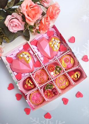 Шоколадный набор к дню влюбленных 14 февраля шоколадные сердца шоколад ручной работы