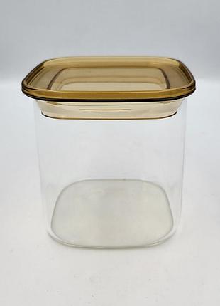 Vt-7811 емкость стеклянная с пластиковой крышкой (прямоугольная) vittora, 1100 мл