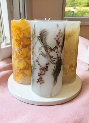 «свечи природы: цветочный сет с подставкой», с ароматом хлопок