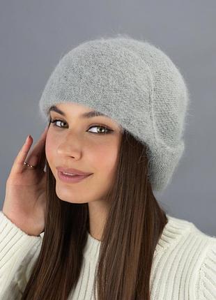 Женская вязаная шапка-ушанка "иветт" (5508) серый
