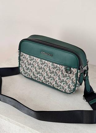 Сумка coach crossbody bag / сумка коач смарагдова зелена