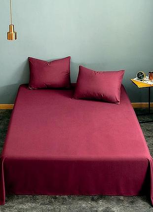 Простынь 200х235см +наволочки 50х70 2шт поплин люкс бургунд moonlight