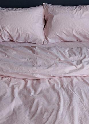 Постельное белье поплин розовый двуспальный евро