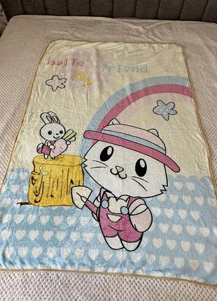 Детский плед микрофибра 140х95 см в подарочной упаковке зайка