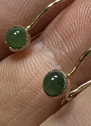 Винтажные серьги из стерлингового серебра 875 пробы, нефрит ссср, женское ювелирное изделие