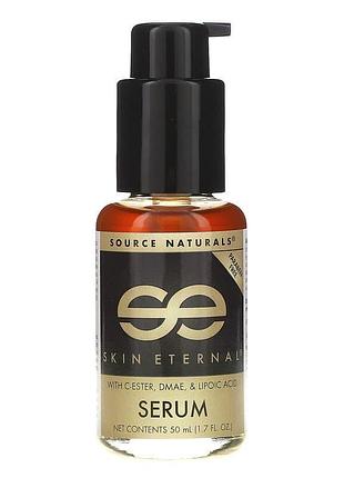 Сыворотка для лица, skin eternal serum, source naturals, с c-эстером, дмаэ и липоевой кислотой, 50 мл