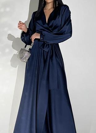 Вечірня сукня максі довга шовкова атласна