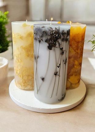 «свечи природы: цветочный сет с подставкой», с ароматом цитрус