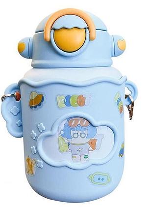 Детский термос с поильником и ремешком 300 мл