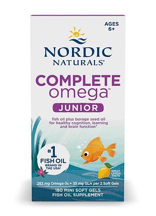 Complete omega junior, nordic naturals, для детей от 6 лет, 180 мини-капсул