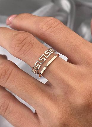 Серебряное кольцо с пластиной золота