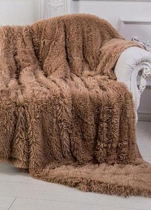 Плед евро koloco "травка" 220 х 240 см (37156) светло-коричневый